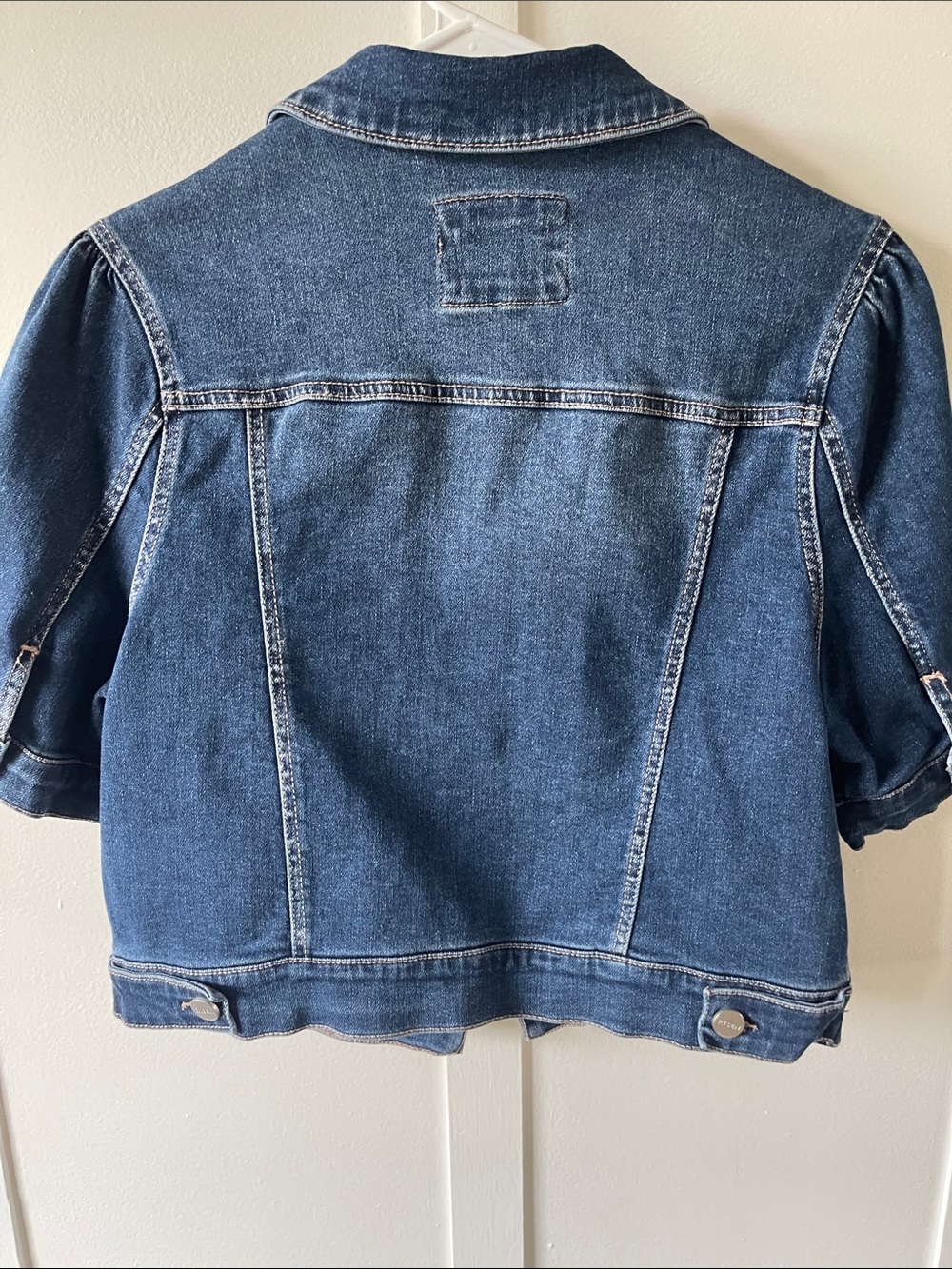 RISEN Women's Short Sleeve Denim Jacket in Dark Blue Wash - Picture 5 of 6